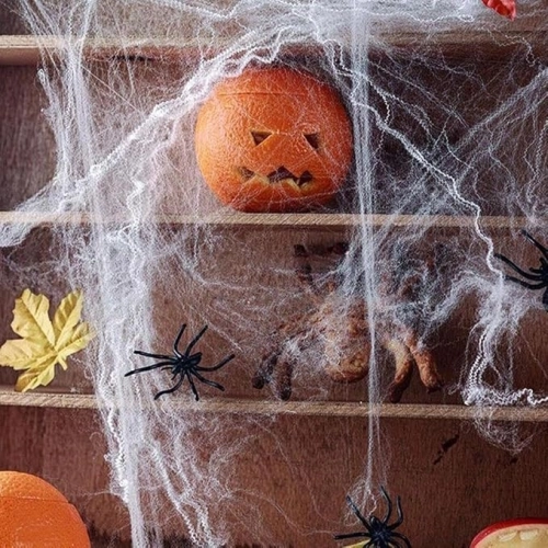 Pajęczyna halloween pająk dekoracje ozdoby halloween sztuczna biała pająki